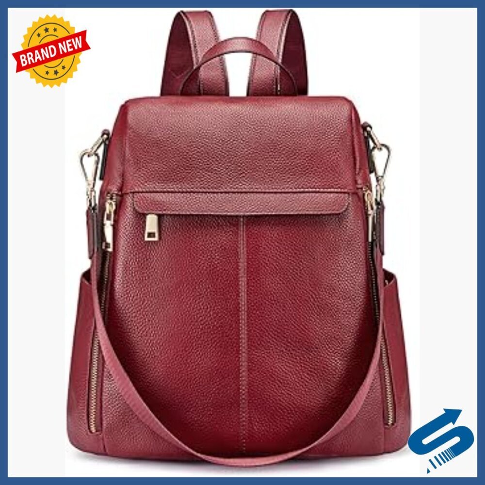 Genuine Leather Anti-Theft Backpack Purse with Adjustable Straps